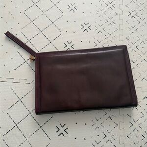 Morris Moskowitz genuine brown leather wristlet